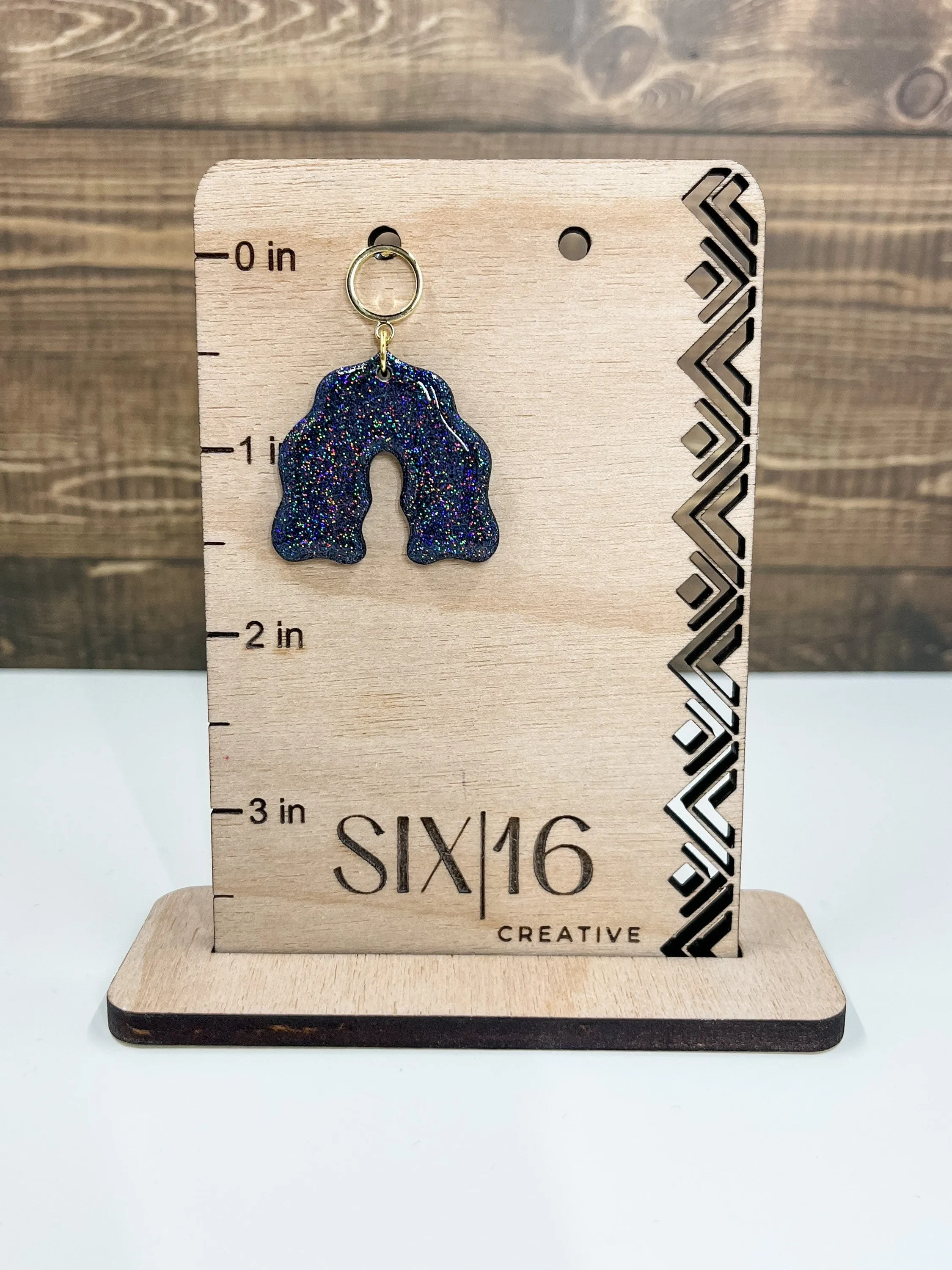 Black Holographic Glitter Clay Earrings
