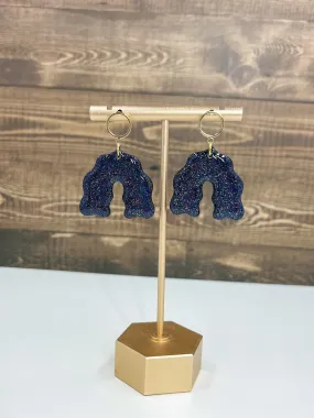 Black Holographic Glitter Clay Earrings