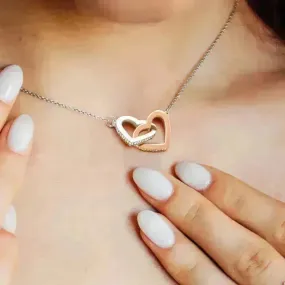 Double Heart Necklace Personalized Design Two-color Peach