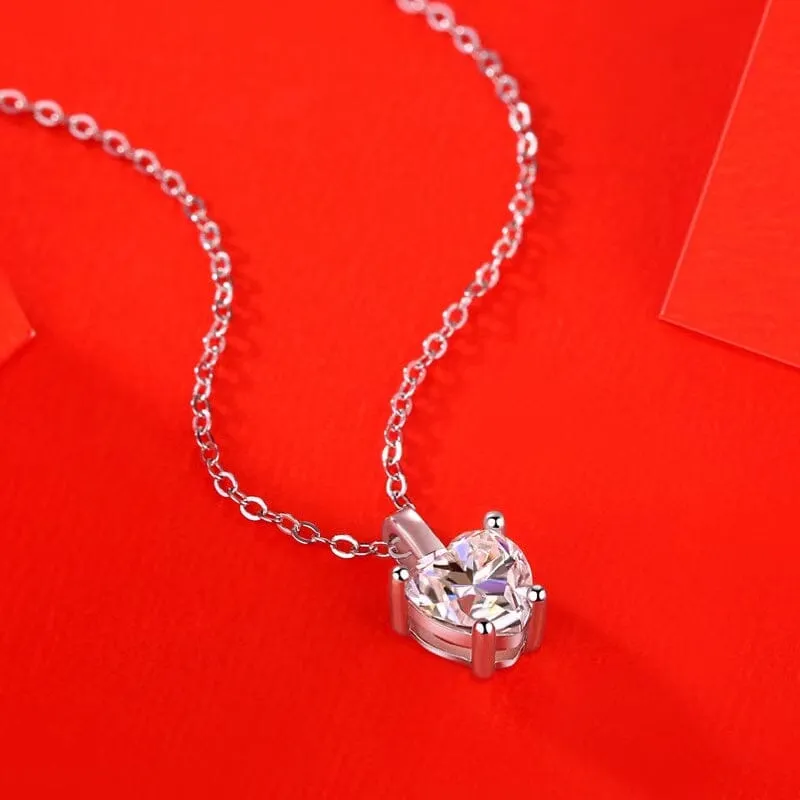 Heart  Trendy Diamond Necklace - 925 Sterling Silver