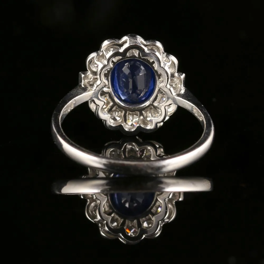 Sapphire Diamond Ring 18Ct White Gold 1.50Ct Sapphire