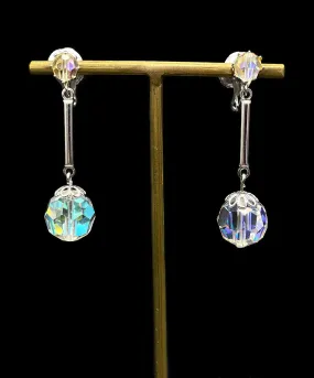 【USA輸入】ヴィンテージ CORO オーロラ ガラスビーズ ドロップ イヤリング/Vintage CORO Aurora Glass Beads Drop Screw Back Earrings