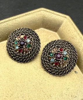 【USA輸入】ヴィンテージ JUDY LEE マルチカラー ビジュー イヤリング/Vintage JUDY LEE Multicolor Bijou Clip On Earrings